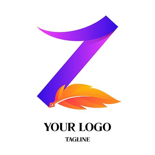 Letter Z logo with a leaf