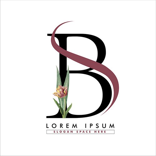 Letter B logo with flowers