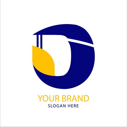 Letter D logo with blue and yellow solid colours