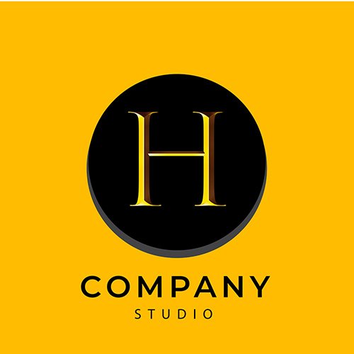 Golden Letter H logo on a yellow background