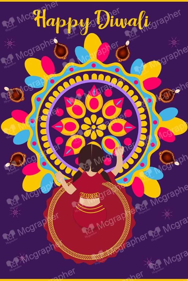 Little girl making a rangoli