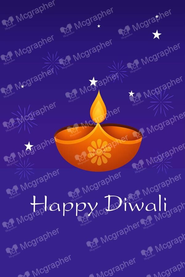 Happy Diwali Diya and blue background