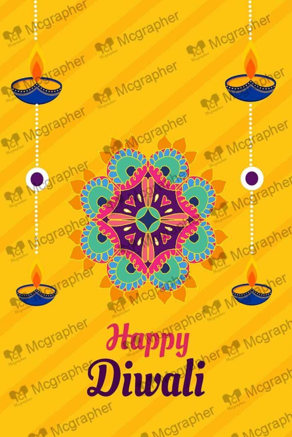 Rangoli abstract on a yellow background