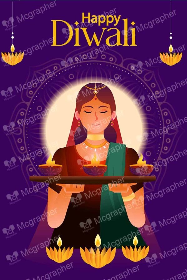 Lady holding a diya tray