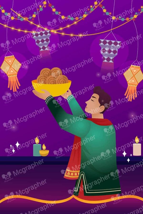 A Boy holding Diwali sweets box