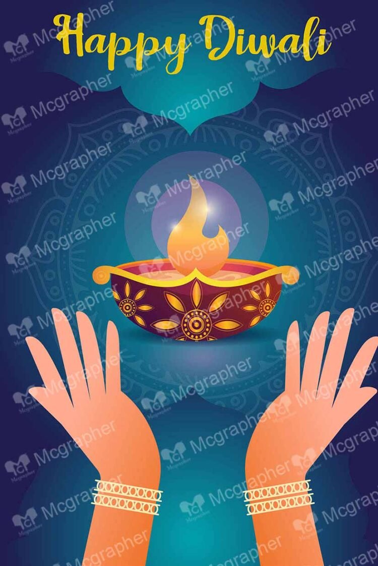 Hands near big diya