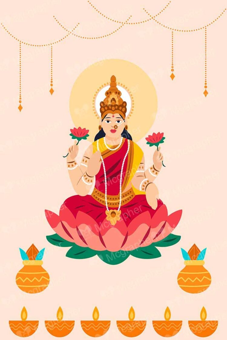 Lakshmi Puja Kalash and Lotus