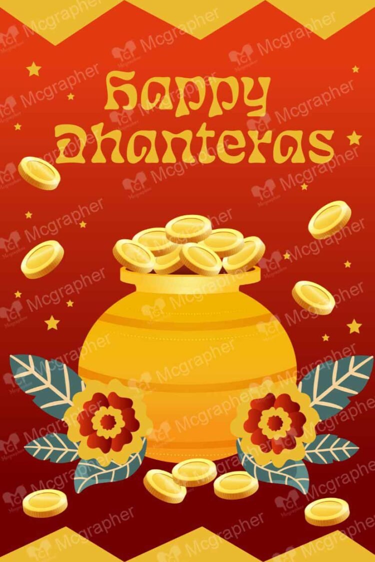 Pot filled with coins on Dhanteras