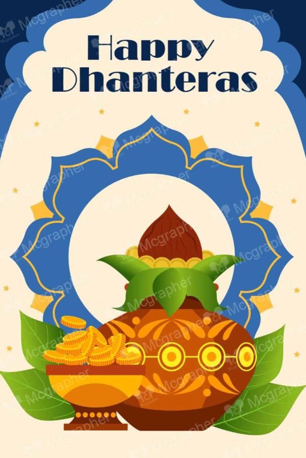 Happy Dhanteras with coconut and coins