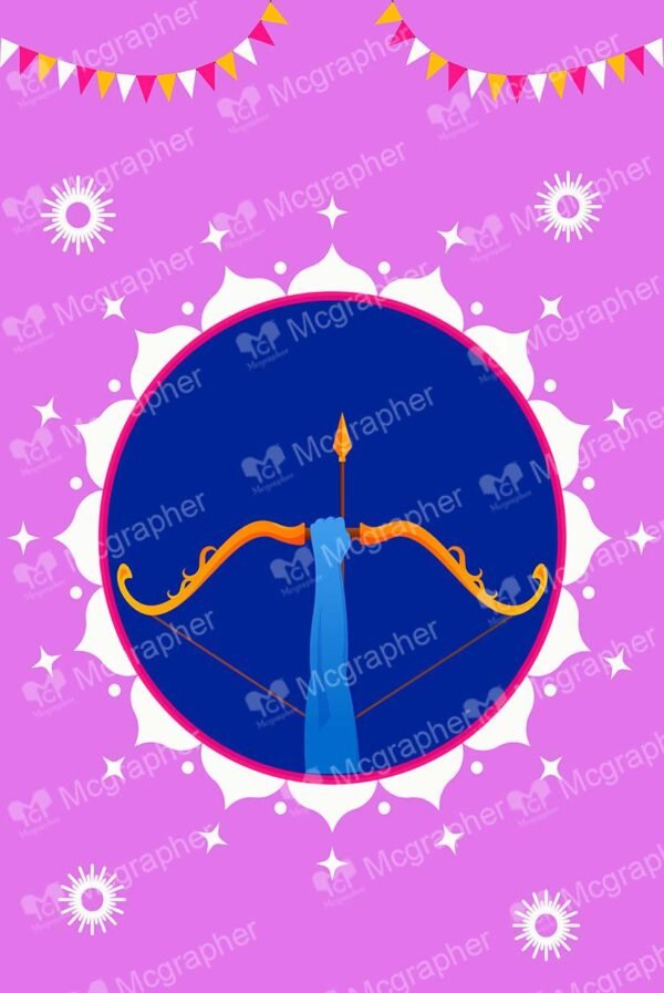 Hand holding bow and arrow on a pink background