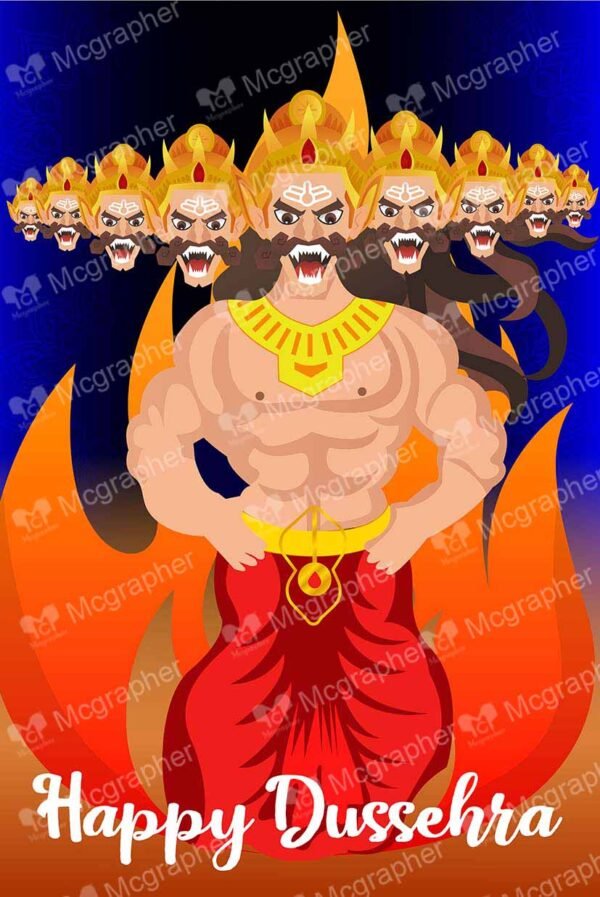 Ravan with evil laugh and fire