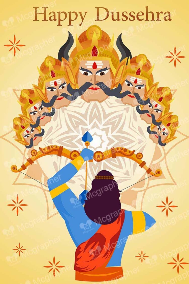 Lord Ram with bow and arrow, Happy Dussehra