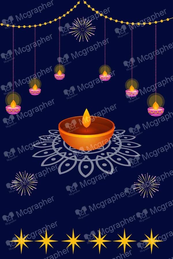 Hanging diyas on a dark background