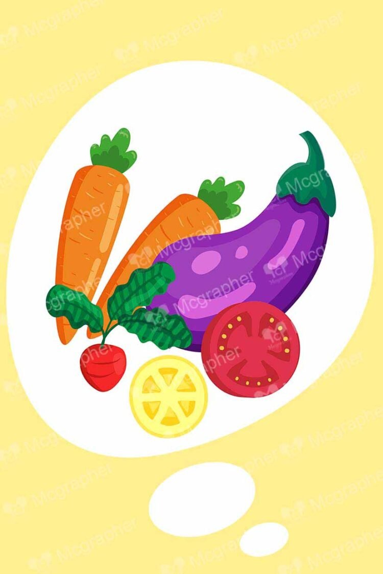 Assorted Vegetables on a yellow BG