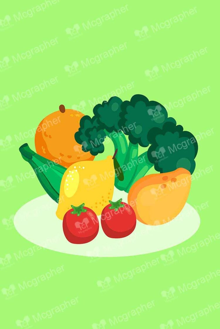 Assorted Vegetables on a green BG