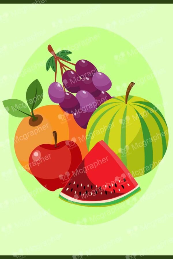 Assorted Fruits on a green BG