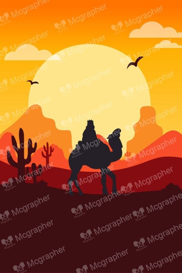 Sunset Desert Camel Silhouette