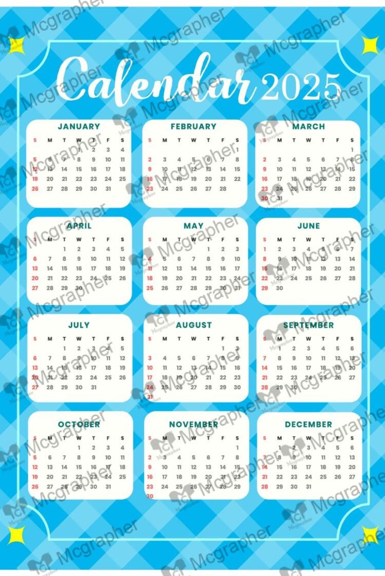 2025 Cute Blue Calendar