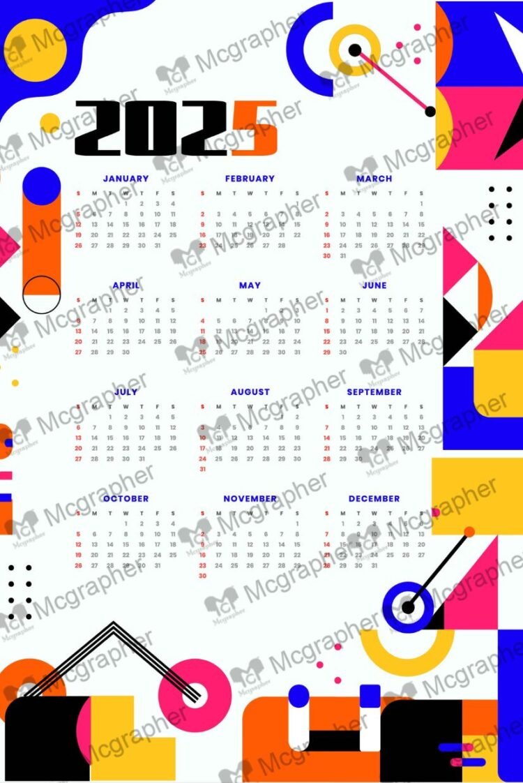 2025 Modern Abstract pattern Calendar