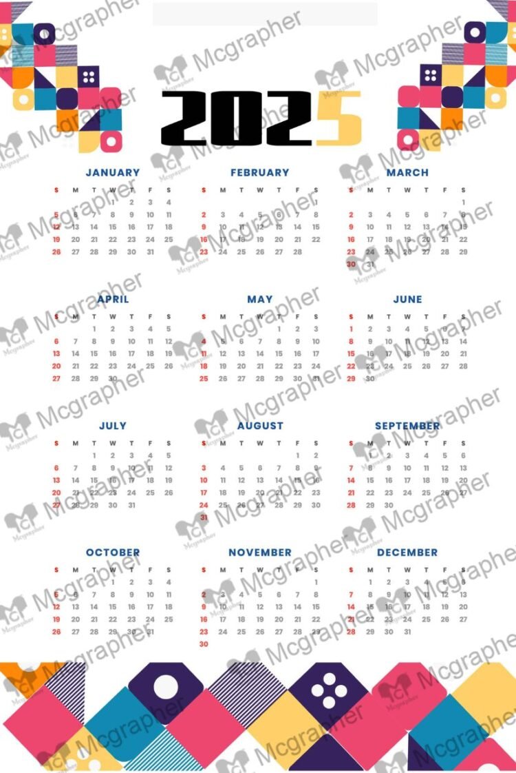 2025 Abstract pattern Calendar