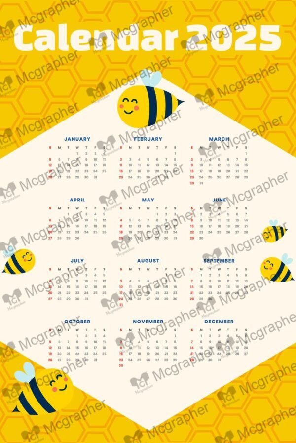 2025 Honey Bee Calendar