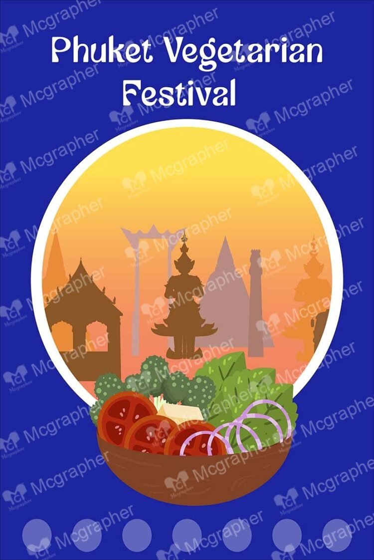 Phuket Vegetarian Festival Vector Illustration