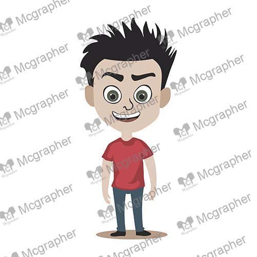 Clever boy in Red shirt cartoon