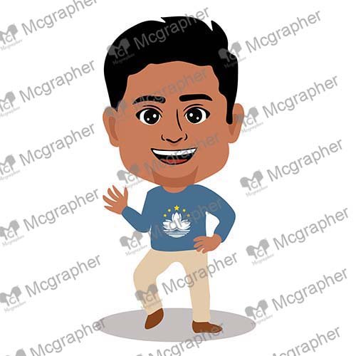 Funny Man Waving hand cartoon