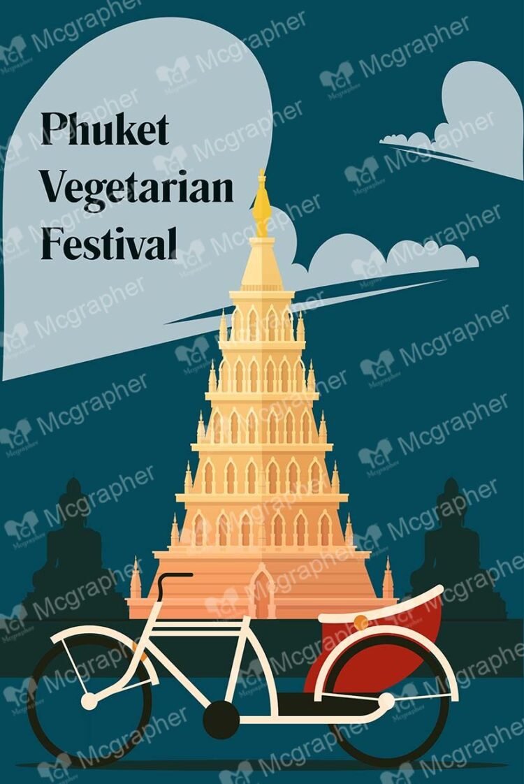 Phuket Temples Vegetarian Festival Illustration