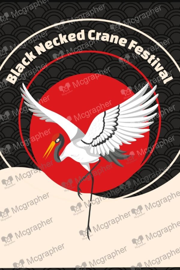 Black necked crane festival Illustration