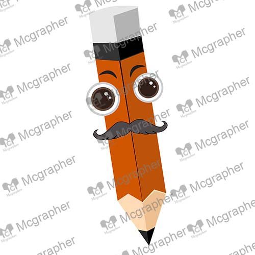 Red pencil with Moustache and a Serious face