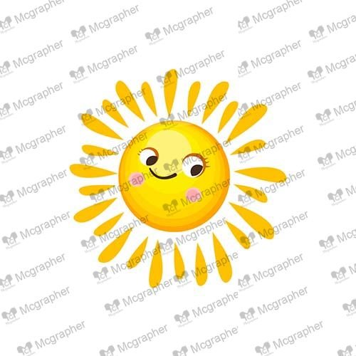 Happy sun with charming smile cartoon