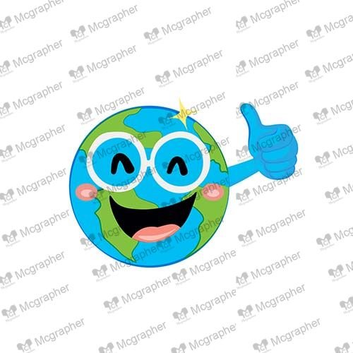 Smiling Earth With Thumbs Up Cartoon