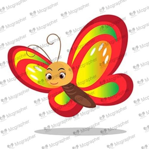 Bright Red Butterfly Cartoon