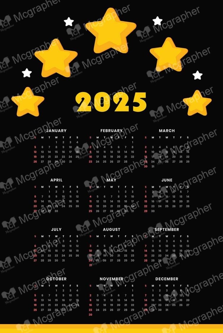 2025 Night Stars Calendar