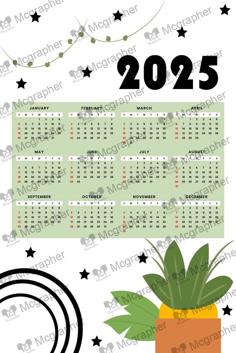 2025 Calendar with Plants