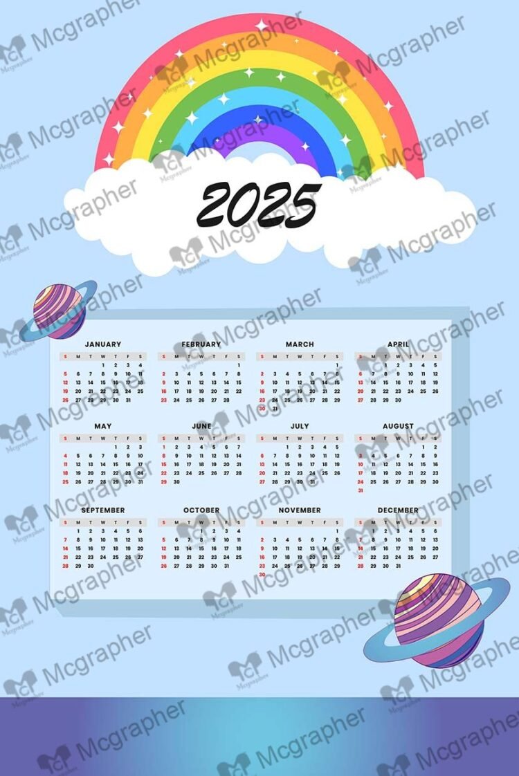 2025 Rainbow Calendar