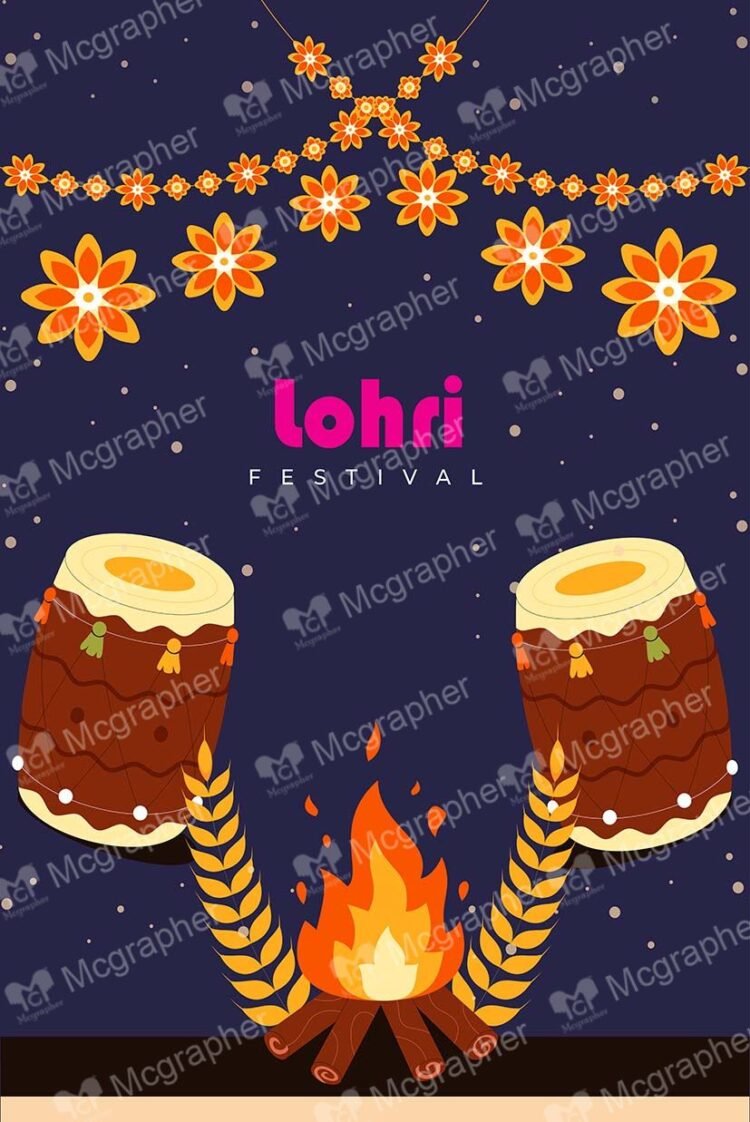 Lohri festival ritual Illustration