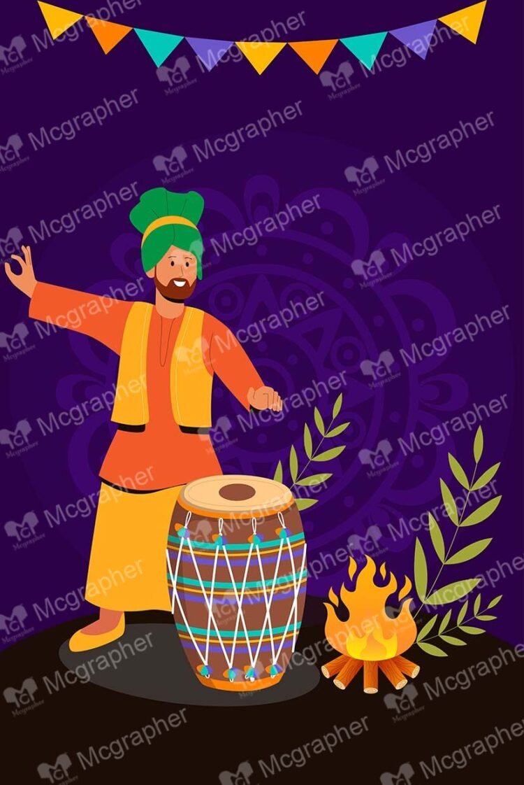 Lohri dance traditions festival Illustration