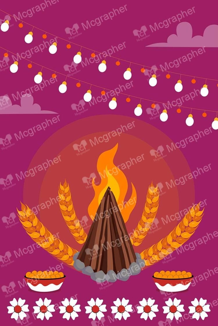 Lohri dance Punjabi culture festival Illustration