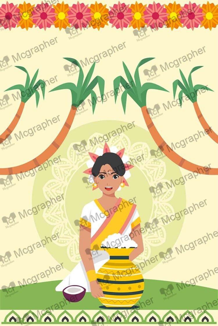 Pongal Festival Greetings Vector Illustration