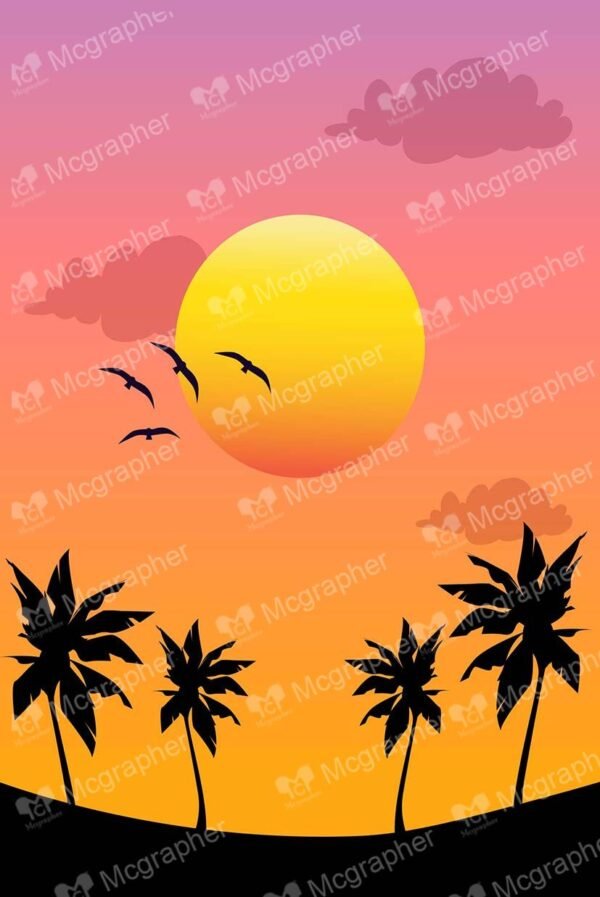 Sunset Coconut Tree Silhouette