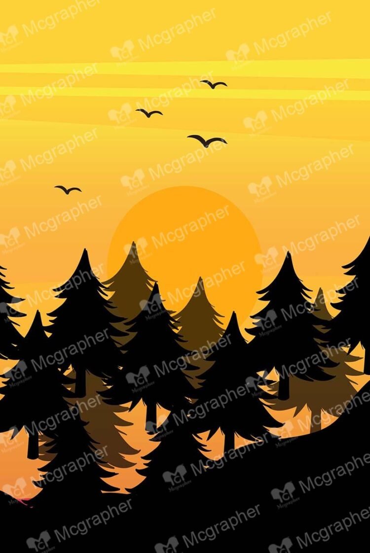 Mountains Tree Silhouette