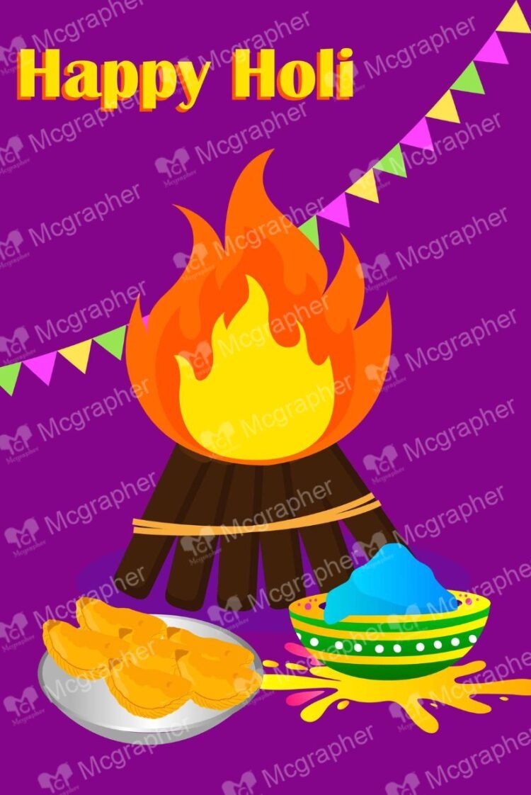 Happy Holi Holika Dahan Vector Illustration