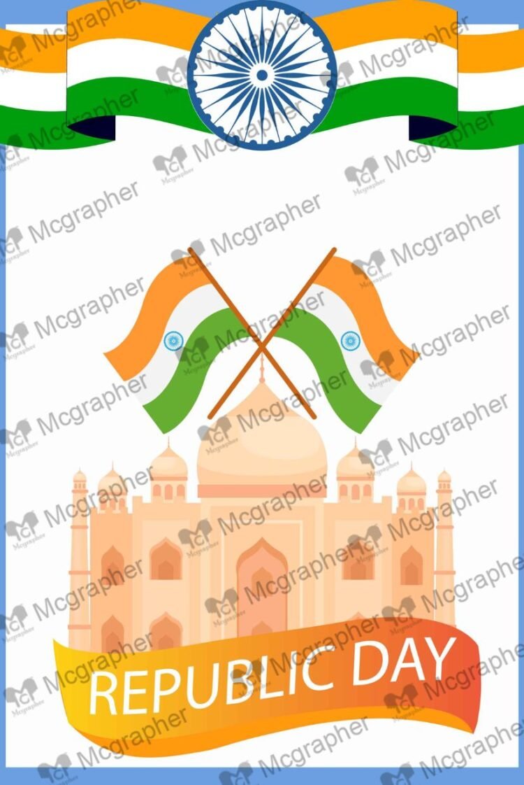 Taj Mahal Republic day India Illustration