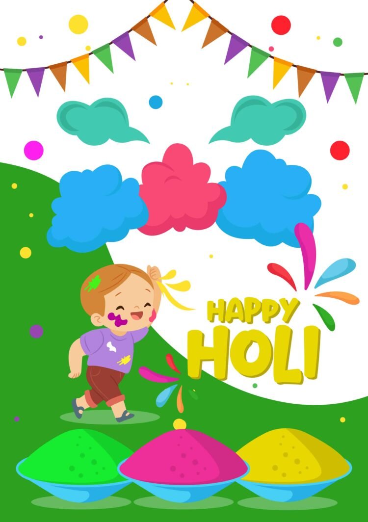 Holi festival digital art vector Illustration