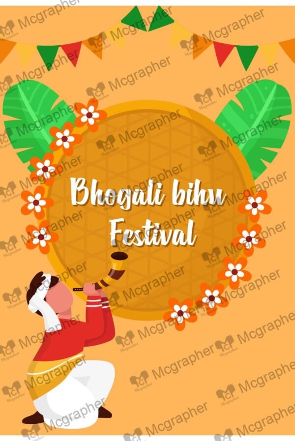 Magh Bihu festival celebration Illustration