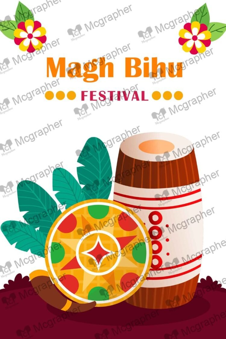 Magh Bihu Bhogali traditional festival Illustration