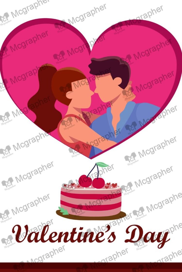 Valentine's Day Couple Cake Illustration