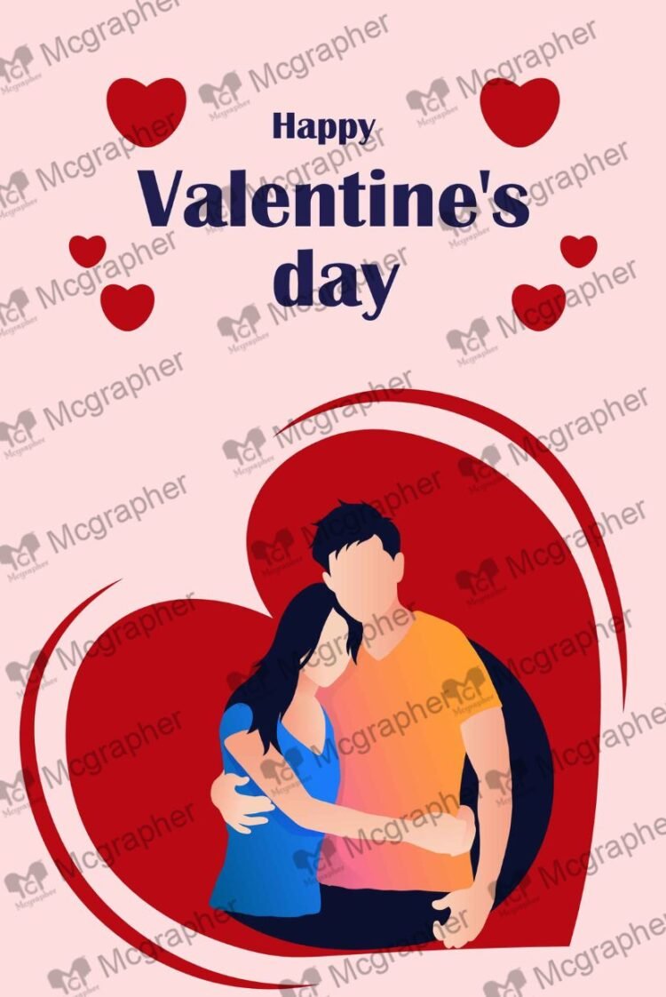 Valentine's Day Couple Hugging Illustration